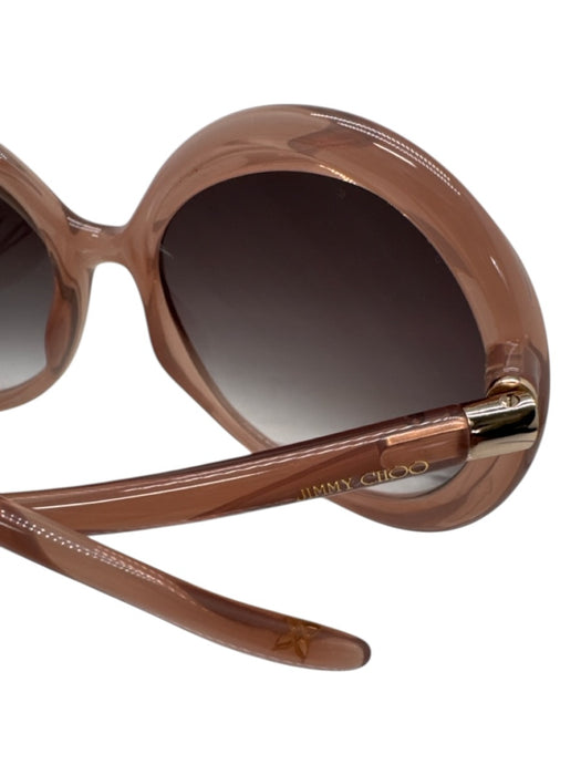 Jimmy Choo Mauve Pink Acetate Lucite Gradient Lens Circle Bug Eye Sunglasses Mauve Pink