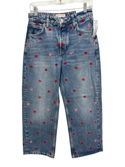We The Free Size 26 Medium Wash Cotton Blend Hearts Embroidered Detail Jeans Medium Wash / 26