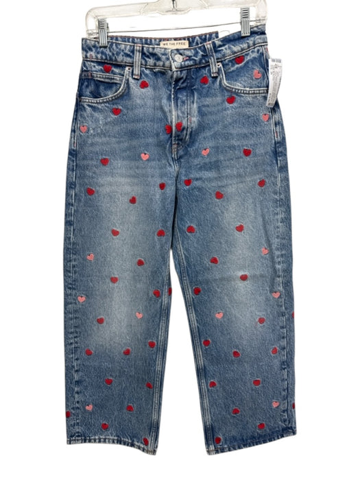 We The Free Size 26 Medium Wash Cotton Blend Hearts Embroidered Detail Jeans Medium Wash / 26