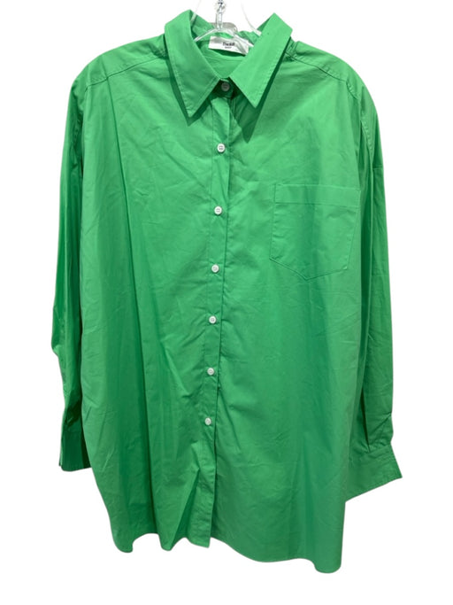 Frankie Shop Size Est. XS/S Green Cotton Button Down Collared Long Sleeve Top Green / Est. XS/S