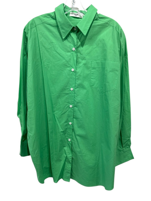 Frankie Shop Size Est. XS/S Green Cotton Button Down Collared Long Sleeve Top Green / Est. XS/S