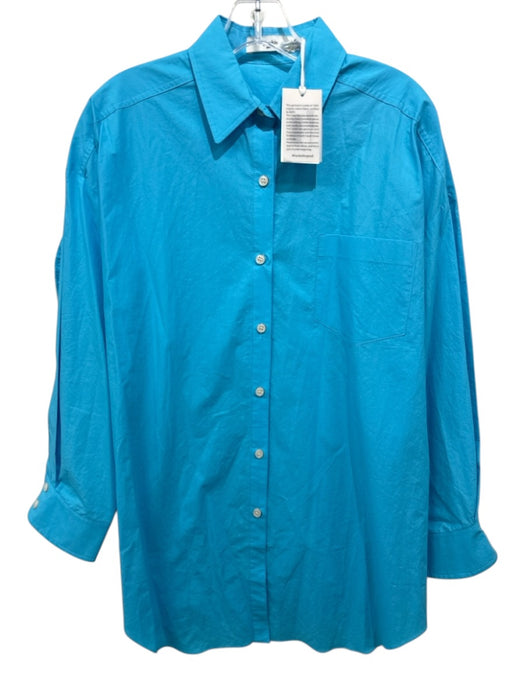 Frankie Shop Size XS/S Blue Cotton Button Down Collared Long Sleeve Oversize Top Blue / XS/S