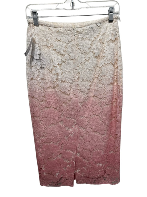 Burberry Prorsum Size 40/S Pink & Cream Ombre Lace Pencil Knee length Skirt Pink & Cream / 40/S