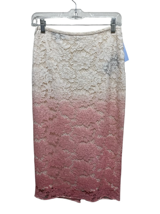 Burberry Prorsum Size 40/S Pink & Cream Ombre Lace Pencil Knee length Skirt Pink & Cream / 40/S