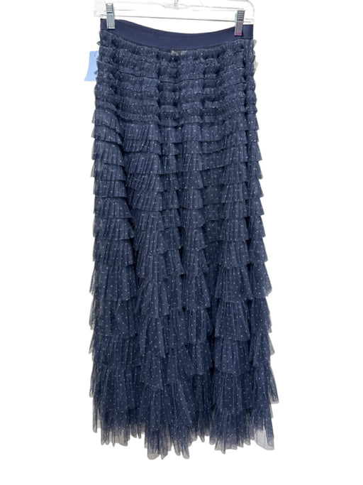 Intimately Free People Size Small Navy Tulle Polka Dots Layered Maxi Skirt Navy / Small