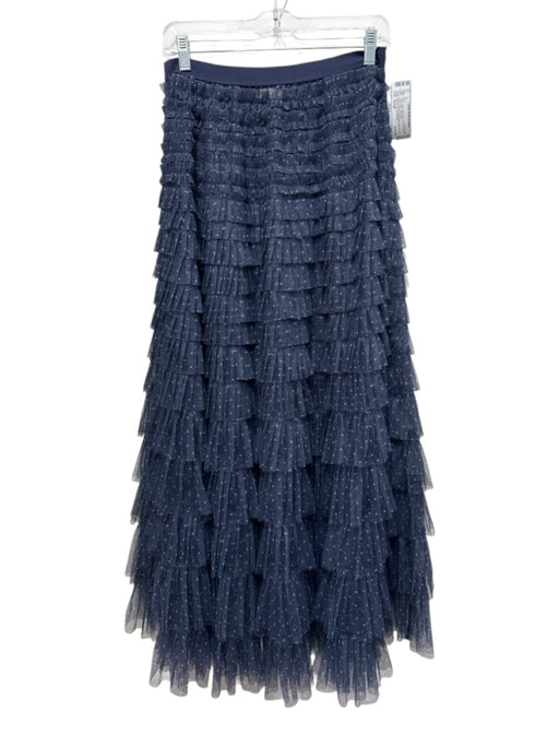 Intimately Free People Size Small Navy Tulle Polka Dots Layered Maxi Skirt Navy / Small