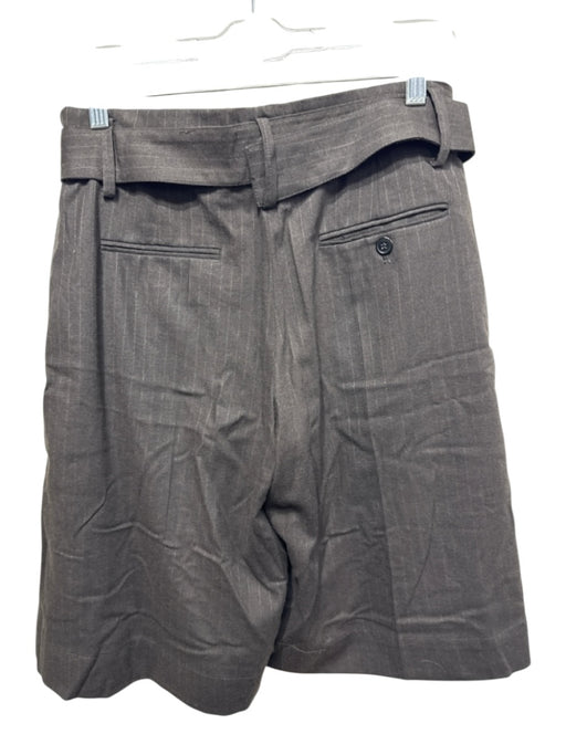 Zara Size Small Brown Polyester Blend Pinstripe Belted Knee Length Shorts Brown / Small