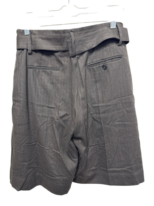 Zara Size Small Brown Polyester Blend Pinstripe Belted Knee Length Shorts Brown / Small