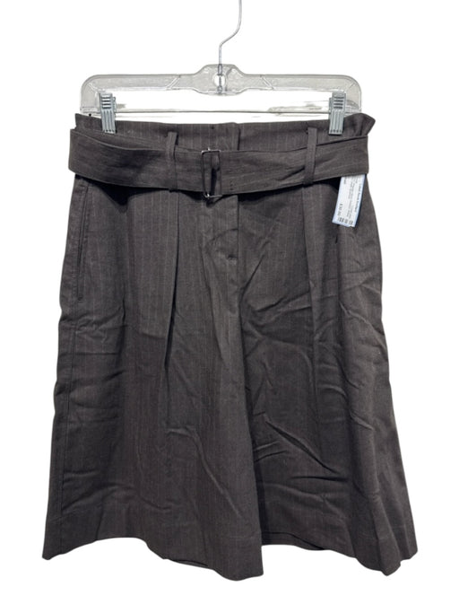 Zara Size Small Brown Polyester Blend Pinstripe Belted Knee Length Shorts Brown / Small