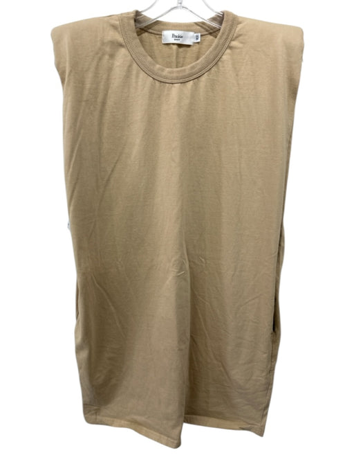 Frankie Shop Size XS Beige Cotton Short Sleeve Shoulder Pads T-Shirt Dress Dress Beige / XS