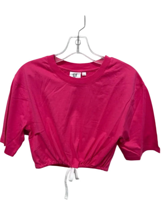 Les Girls Les Boy Size Small Pink Cotton Short Sleeve Drawstring Short Set Pink / Small