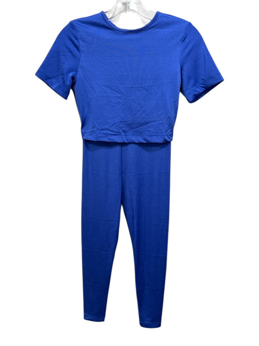 Wolford Size XS Blue Polyamide Blend Shiny Short Sleeve Legging Athletic Set Blue / XS