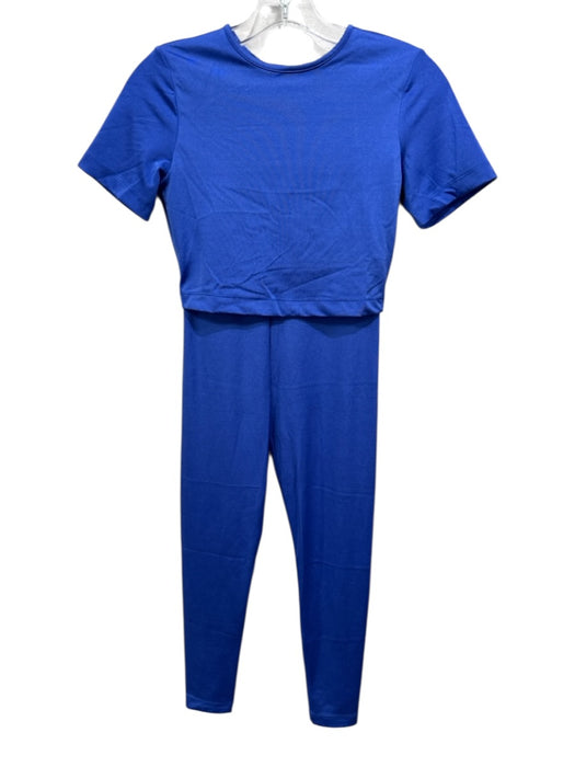 Wolford Size XS Blue Polyamide Blend Shiny Short Sleeve Legging Athletic Set Blue / XS