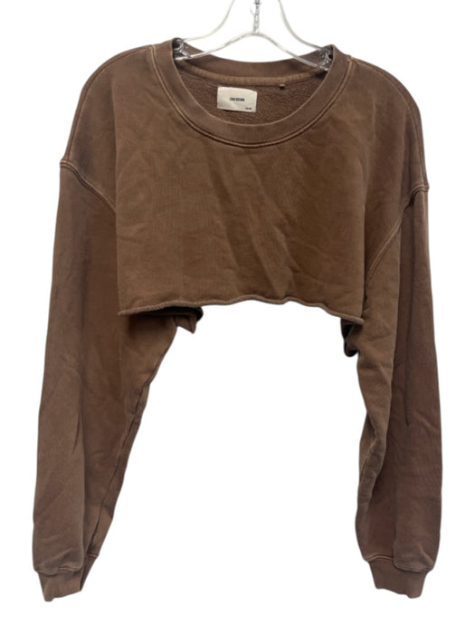 Joah Brown Size One Size Brown Cotton Blend Cut off Long Sleeve Sweatshirt Brown / One Size
