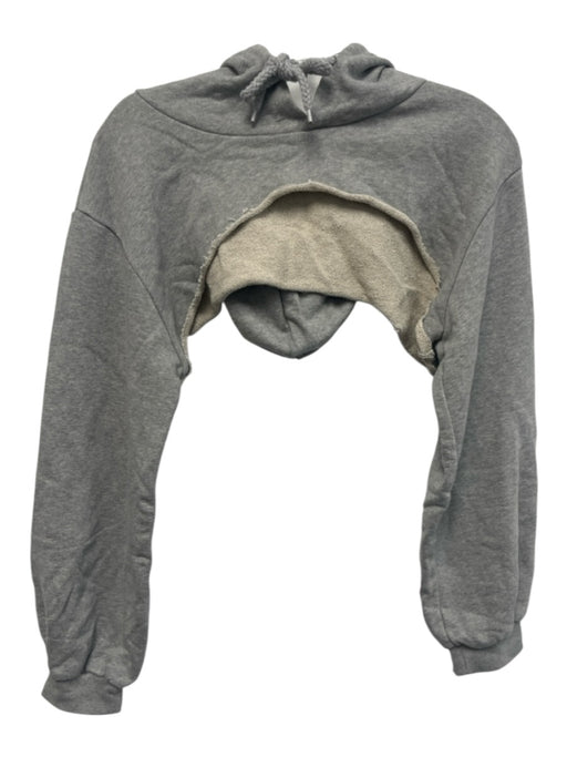Storets Size S/M Gray Cotton Blend Hood Cut Off Cropped Athleisure Sweatshirt Gray / S/M