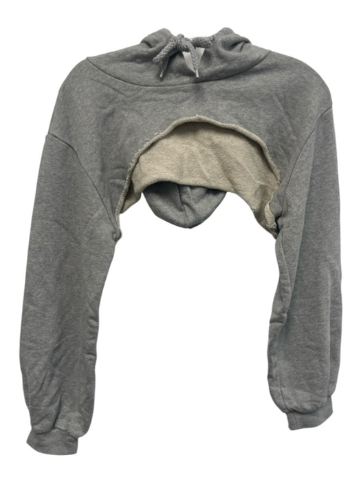 Storets Size S/M Gray Cotton Blend Hood Cut Off Cropped Athleisure Sweatshirt Gray / S/M