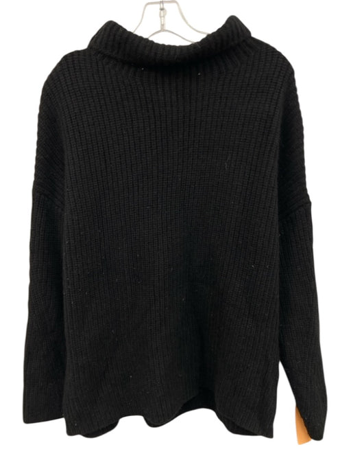 Naadam Size Small Black Wool Blend Long Sleeve Knit Turtleneck Sweater Black / Small