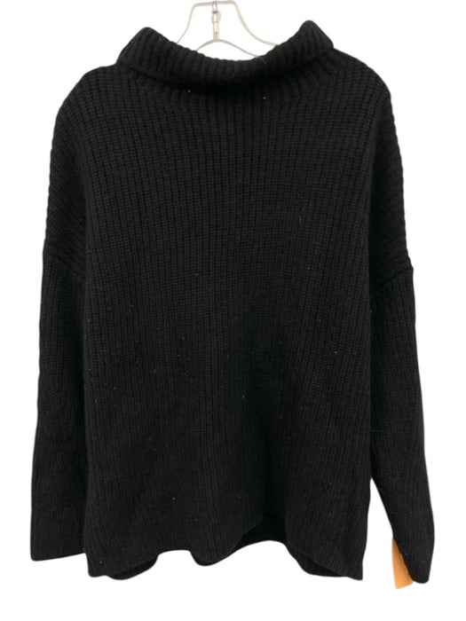 Naadam Size Small Black Wool Blend Long Sleeve Knit Turtleneck Sweater Black / Small