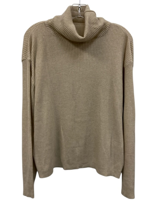 LATERRE Size Est. Size Small Beige Wool Blend Ribbed Turtleneck Sweater Beige / Est. Size Small