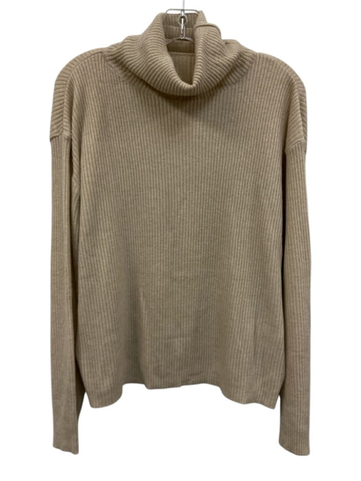 LATERRE Size Est. Size Small Beige Wool Blend Ribbed Turtleneck Sweater Beige / Est. Size Small