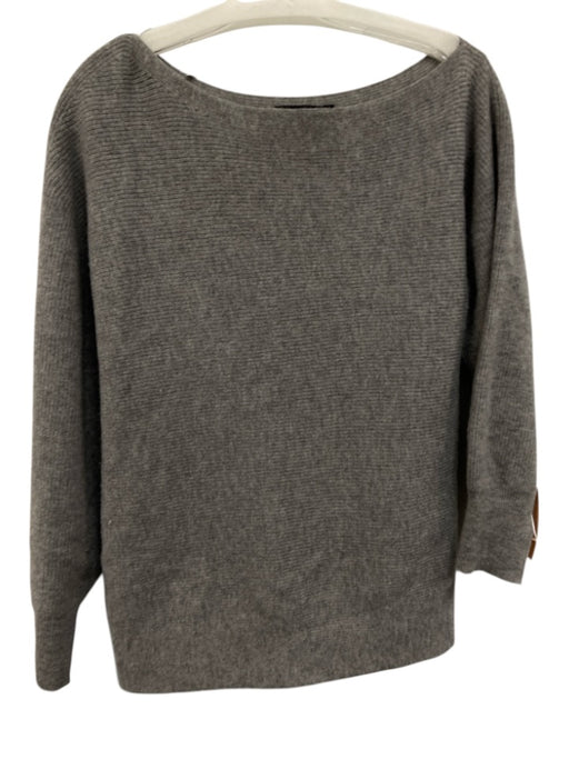 Theory Size P Gray Wool Long Sleeve Off Shoulder Knit Sweater Gray / P