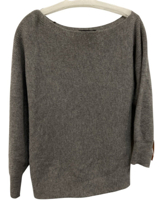 Theory Size P Gray Wool Long Sleeve Off Shoulder Knit Sweater Gray / P