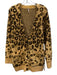 Free People Size XS Beige & Brown print Cotton Blend Leopard Chunky Cardigan Beige & Brown print / XS