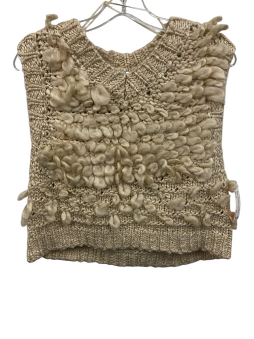 Zara Size Small Cream Polyester Blend Knit Chunky Sweater Top Cream / Small