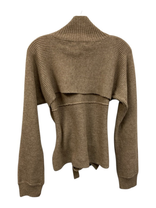 Le17Septembre Size 36/S Beige Brown Wool Blend Knit Ribbed Waist tie Top Beige Brown / 36/S
