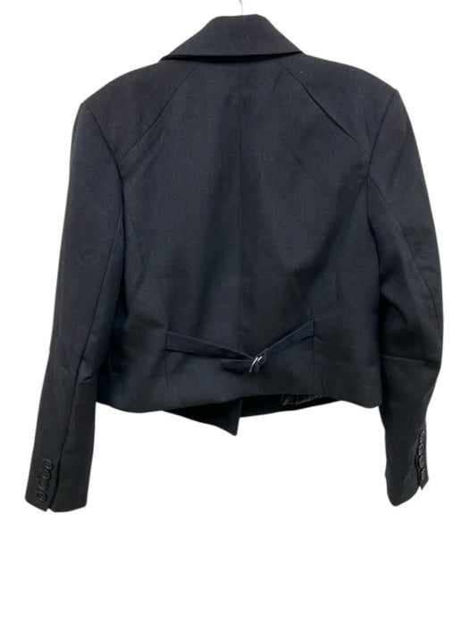 Free People Size XS Black & Navy Polyester Blend Double Breast Cropped Blazer Black & Navy / XS