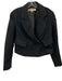 Free People Size XS Black & Navy Polyester Blend Double Breast Cropped Blazer Black & Navy / XS