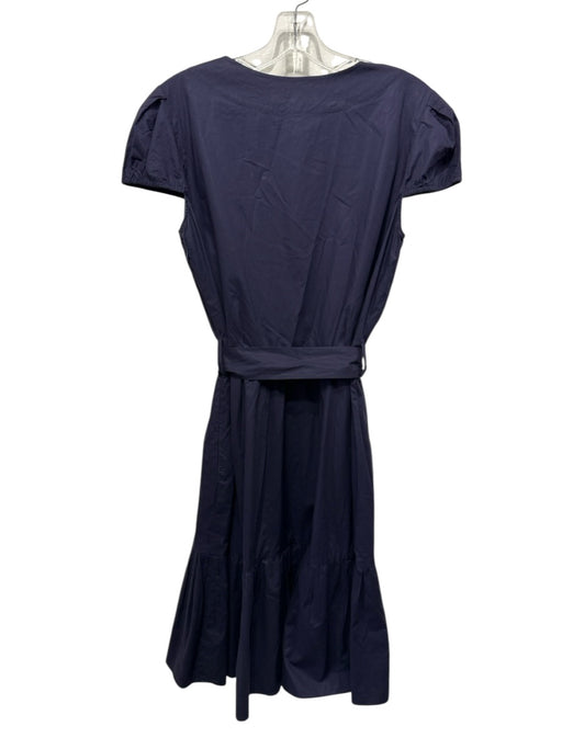 Paule Ka Size 42/M Dark Purple Cotton Blend Short Sleeve Tiered Midi Dress Dark Purple / 42/M