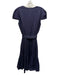 Paule Ka Size 42/M Dark Purple Cotton Blend Short Sleeve Tiered Midi Dress Dark Purple / 42/M