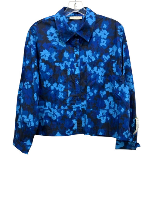 Ulla Johnson Size 6 Blue Multi Cotton Long Sleeve Abstract Print Blouse Top Blue Multi / 6
