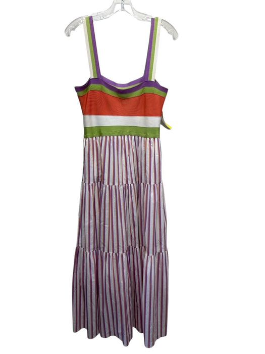 Tanya Taylor Size M Orange, Purple, Green Cotton Blend Sleeveless Striped Dress Orange, Purple, Green / M