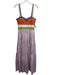 Tanya Taylor Size M Orange, Purple, Green Cotton Blend Sleeveless Striped Dress Orange, Purple, Green / M