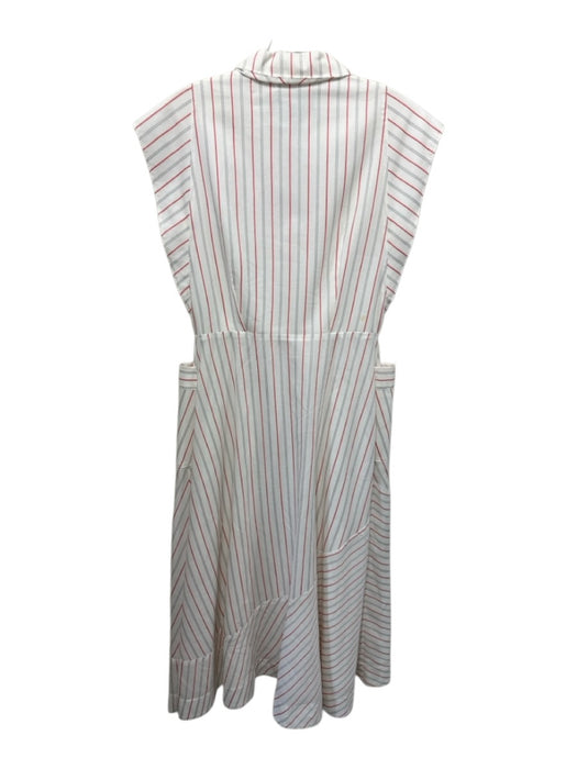 Hilton Hollis Size 4 White, Red, Gray Cotton Cap Sleeve Striped Pockets Dress White, Red, Gray / 4