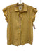 A Shirt Thing Size S Yellow, Navy & White Cotton Ruffle Cap Sleeve Striped Top Yellow, Navy & White / S