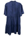 Sea New York Size 4 Navy Cotton Short Sleeve Split Neck pleats Knee length Dress Navy / 4