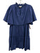 Sea New York Size 4 Navy Cotton Short Sleeve Split Neck pleats Knee length Dress Navy / 4