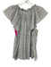 Ulla Johnson Size 4 White & Navy Cotton V Neck Ruffle Cap Sleeve Top White & Navy / 4