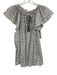 Ulla Johnson Size 4 White & Navy Cotton V Neck Ruffle Cap Sleeve Top White & Navy / 4