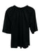 Abbey Glass Size M Black Cotton Split Neck Short Sleeve Elastic Neck Top Black / M