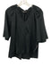Abbey Glass Size M Black Cotton Split Neck Short Sleeve Elastic Neck Top Black / M