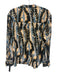 Ulla Johnson Size 4 Blue, Black & Beige Silk Long Sleeve Tie Dye Half Button Top Blue, Black & Beige / 4