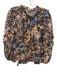 Ulla Johnson Size 6 Orange, Blue, Black Cotton Blend Long Balloon Sleeve Top Orange, Blue, Black / 6