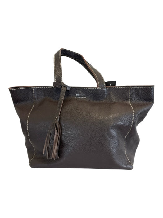Loxwood Dark Brown Leather Pebbled Contrast Stitch Tote Tassel Detail Bag Dark Brown
