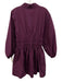 Maje Size 38 Purple Cotton Blend Long Balloon Sleeve 1/2 Button Collared Dress Purple / 38