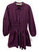 Maje Size 38 Purple Cotton Blend Long Balloon Sleeve 1/2 Button Collared Dress Purple / 38