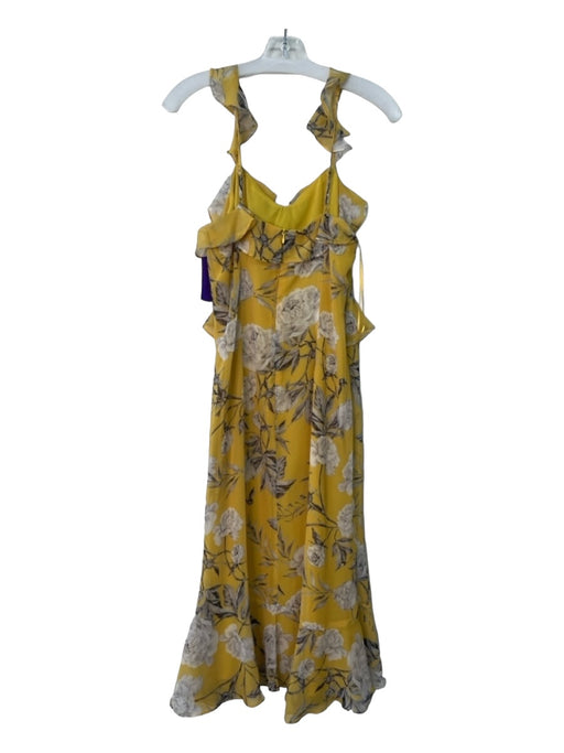 Lucy Paris Size M Yellow Black & White Polyester Floral Spaghetti Strap Dress Yellow Black & White / M